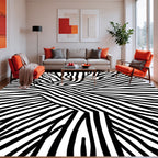 Mono Black Zebra Stripe Pattern Rug