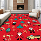 Jolly Red Gnome Christmas Tree Trucks Rug