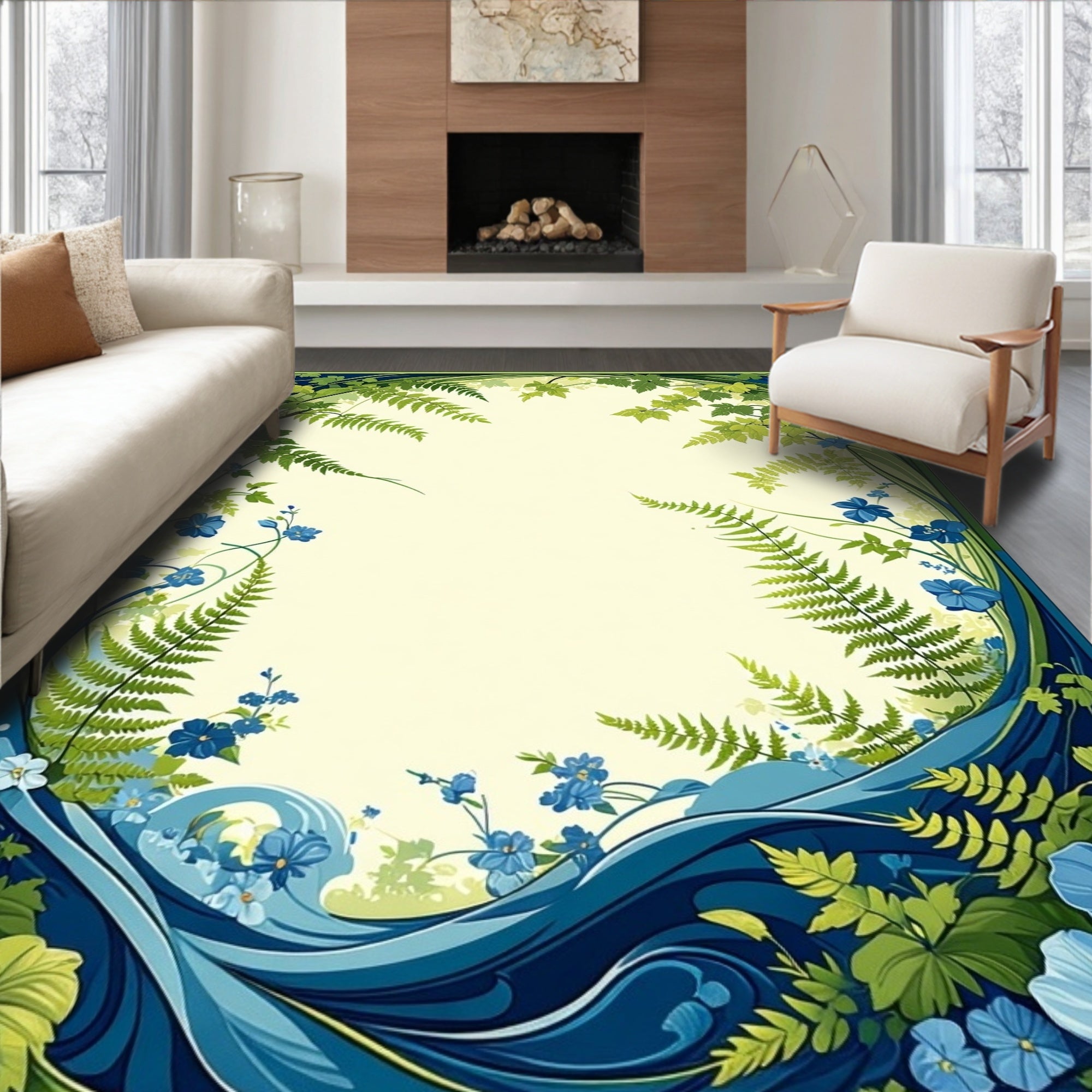 Botanical Floral Art Nouveau Rug
