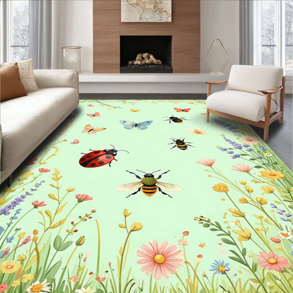 Whimsical Garden Insects And Butterflies Rug