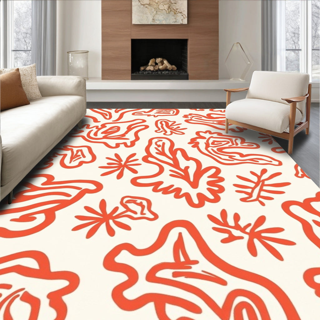 Organic Abstract Coral Pattern Rug