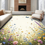 Whimsical Butterfly Garden Watercolor Rug