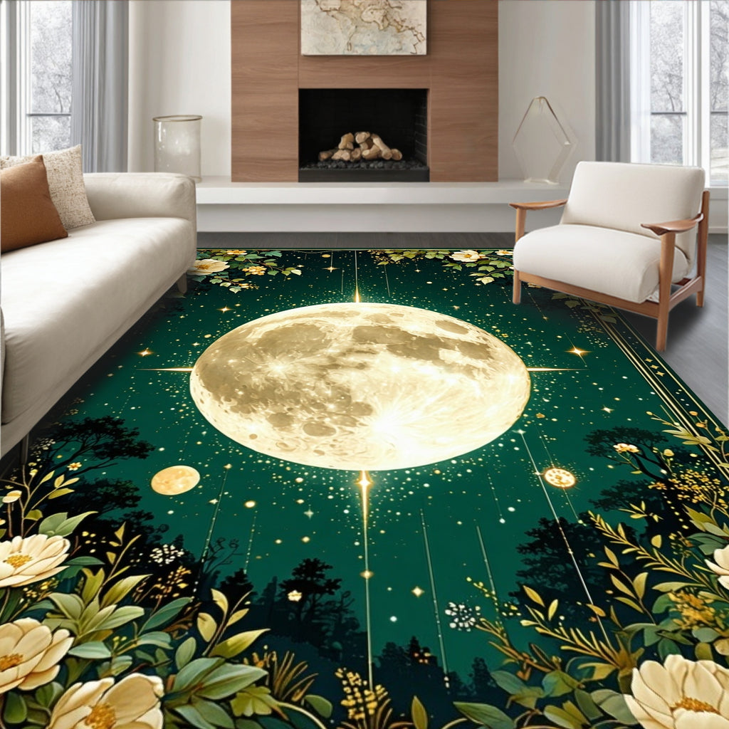 Celestial Moon Floral Garden Rug