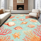 Ocean Coral And Seashell Pattern Rug