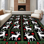 White Stag Red Floral Border Rug