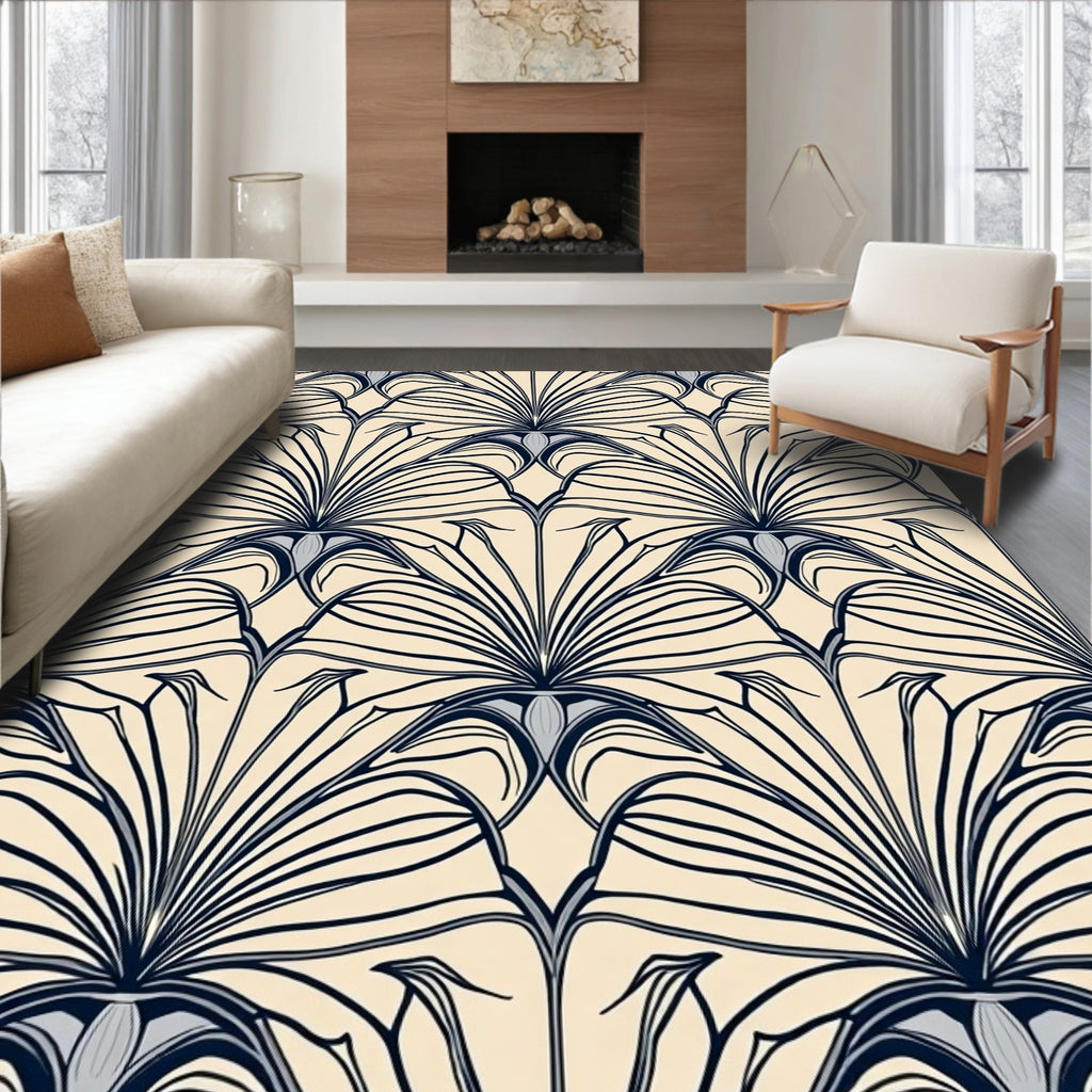Art Deco Fan Pattern Antique Rug
