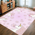 Whimsical Unicorn Flower Pattern Rug