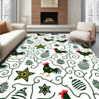 Rustic Roosters Green Swirl Star Rug