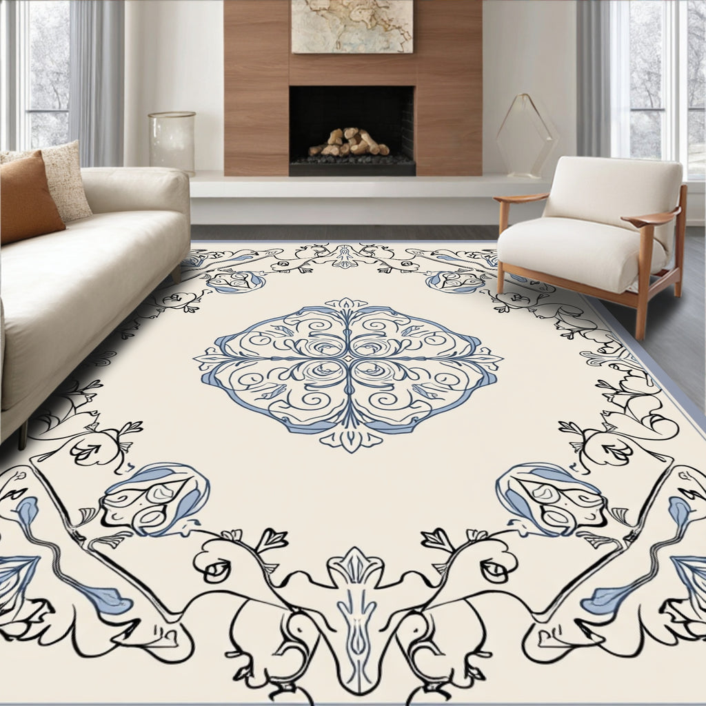 Floral Scrollwork Medallion Design Rug