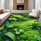 Lush Green Floral Garden Design Rug