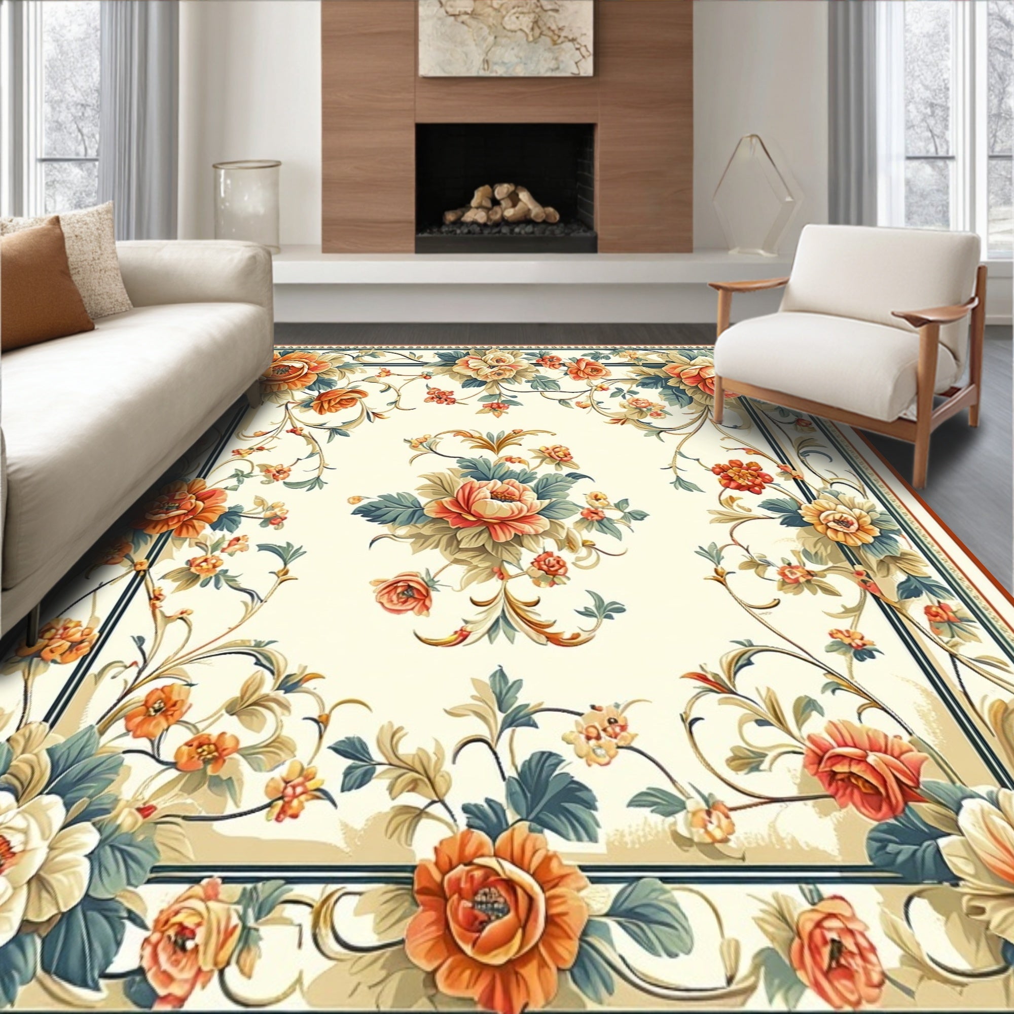 Classic Floral Swirls Rug Design Rug