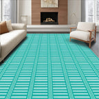 Teal 2 Tone Line Pattern Design Rug