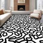 Abstract Wavy Organic Line Art Rug