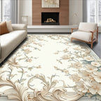 Elegant Floral Swirl Border Design Rug