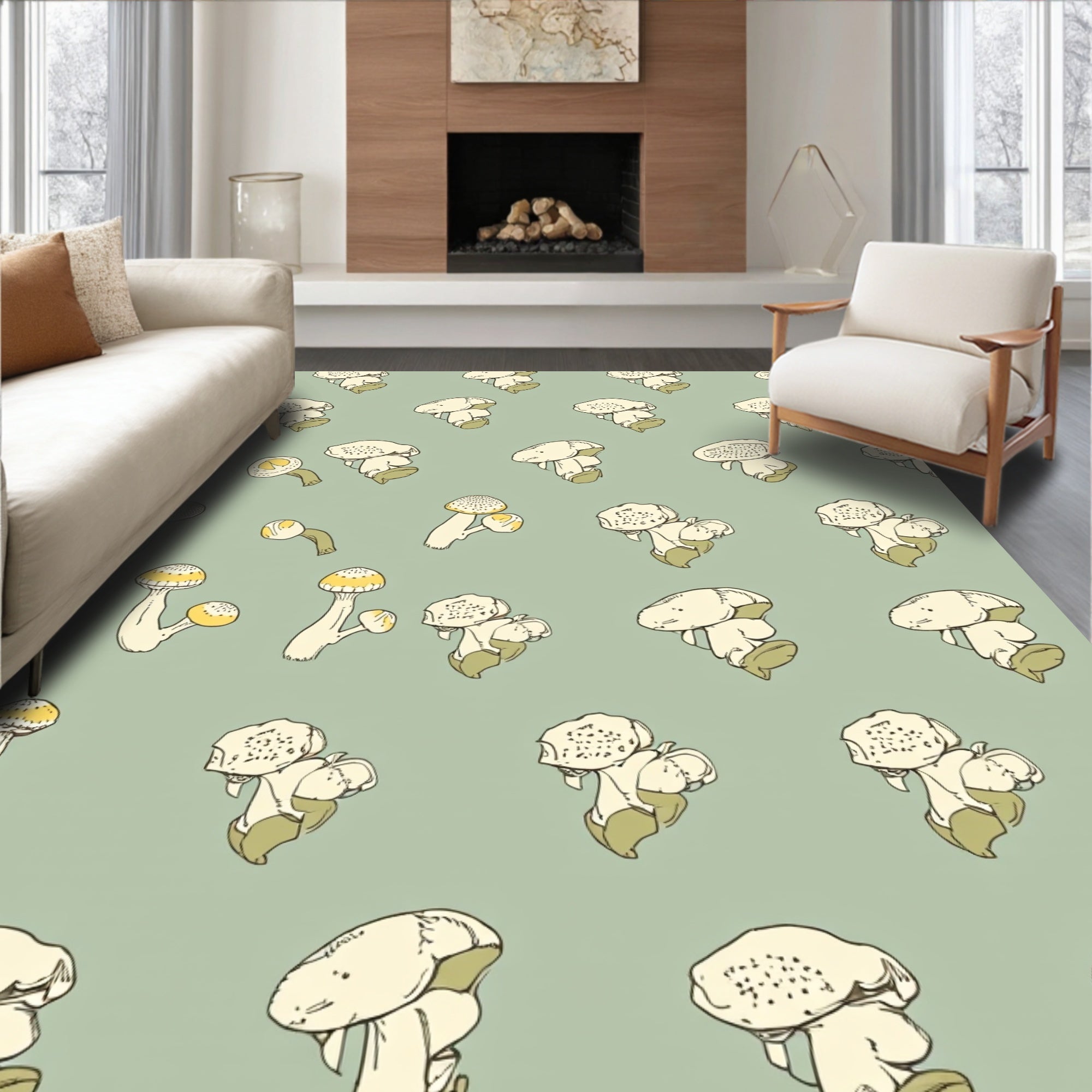Mushroom Pattern Delightful Design Rug