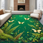Lush Garden Butterfly Nature Pattern Rug