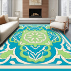 Azure Green Cream Floral Lattice Rug