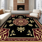 Burgundy and Gold Floral Medallion Rug