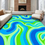 Groovy Swirl Abstract Blue Green Design Rug