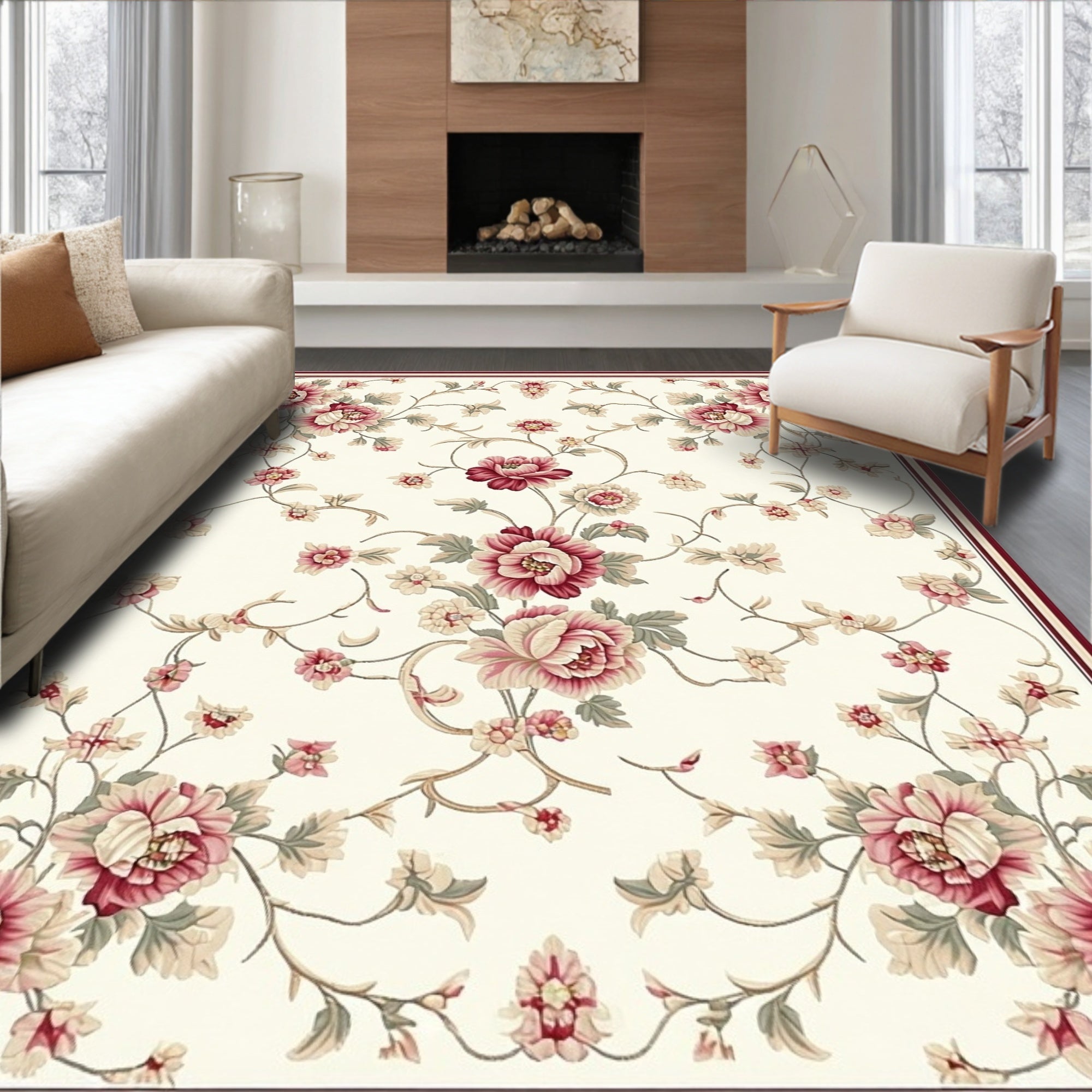 Vintage Floral Vine Pattern Rug