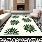 Green Leaf Scatter Pattern Design Rug