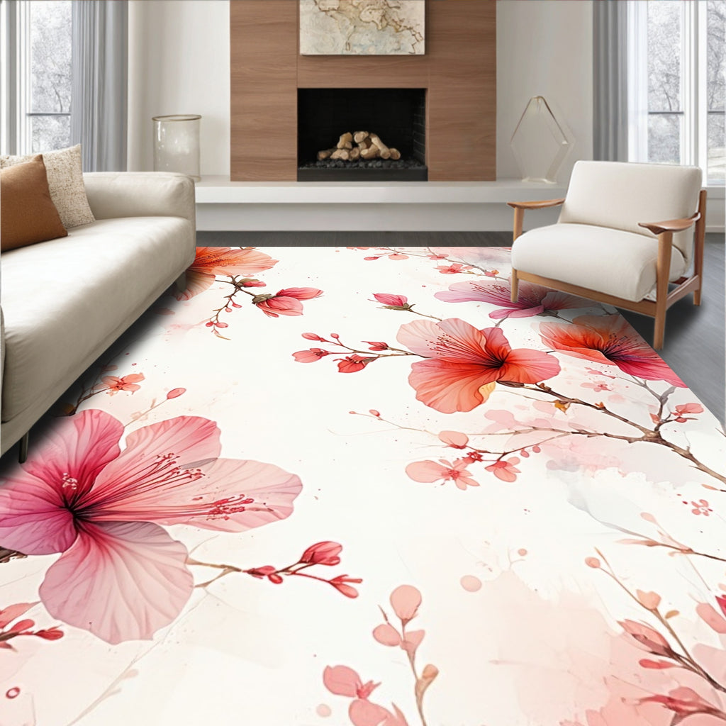 Blossoming Branches Spring Floral Art Rug