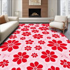 Bold Red Floral Pattern Design Rug