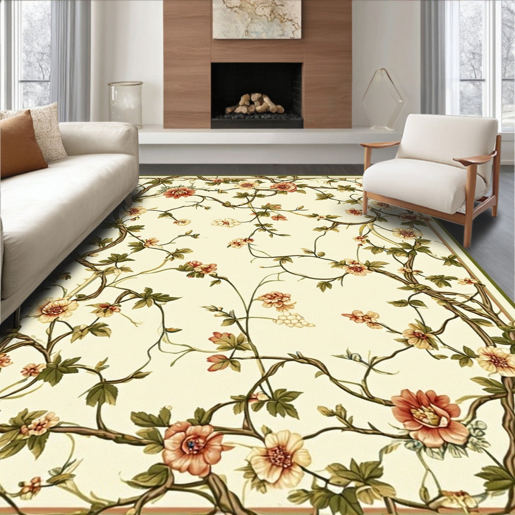 Vine And Blossom Pattern Rug