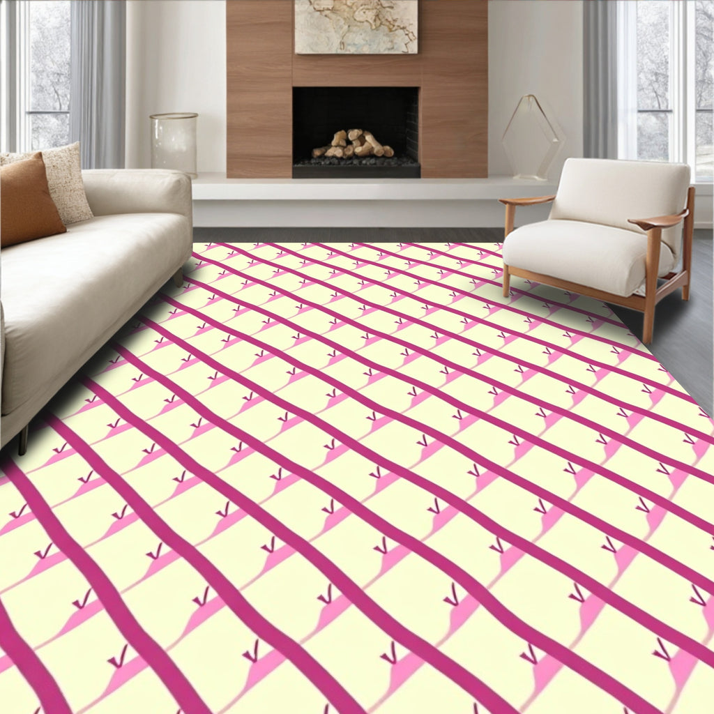 Pink Diagonal Stripes Pattern Rug