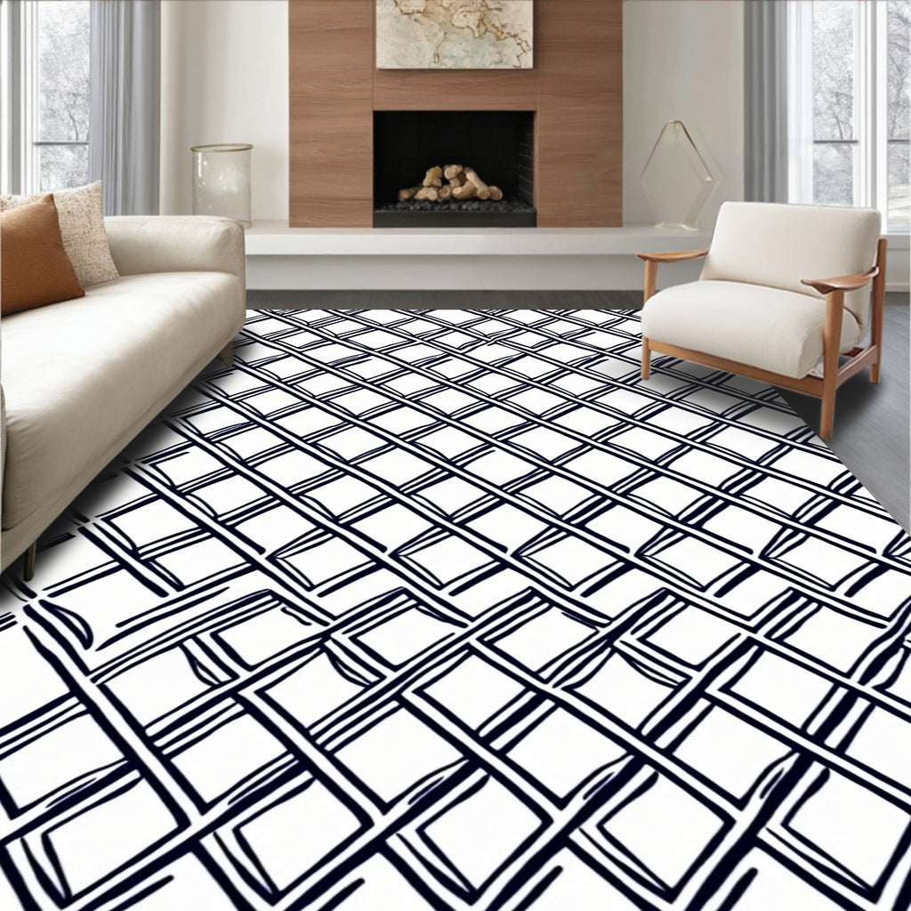 Hand Drawn Diamond Pattern Rug