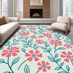 Coral Floral Vine Pattern Rug