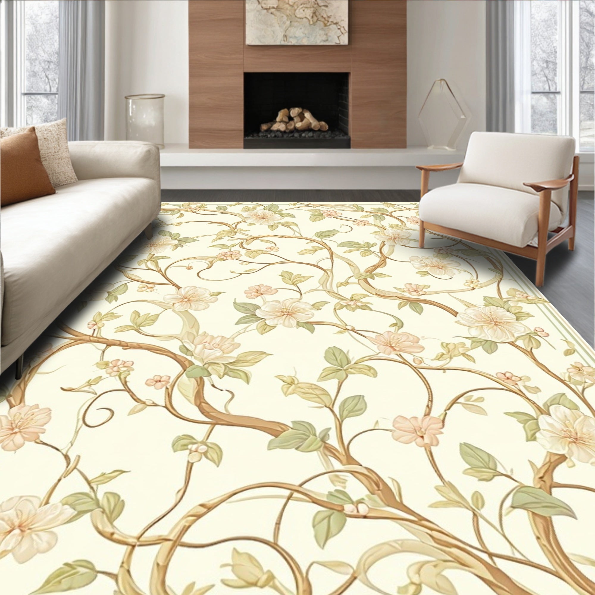 Ethereal Floral Vines Pattern Rug