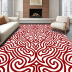 Ornate Red Swirl Pattern Rug