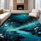 Mystical Forest Meadow Butterfly Design Rug