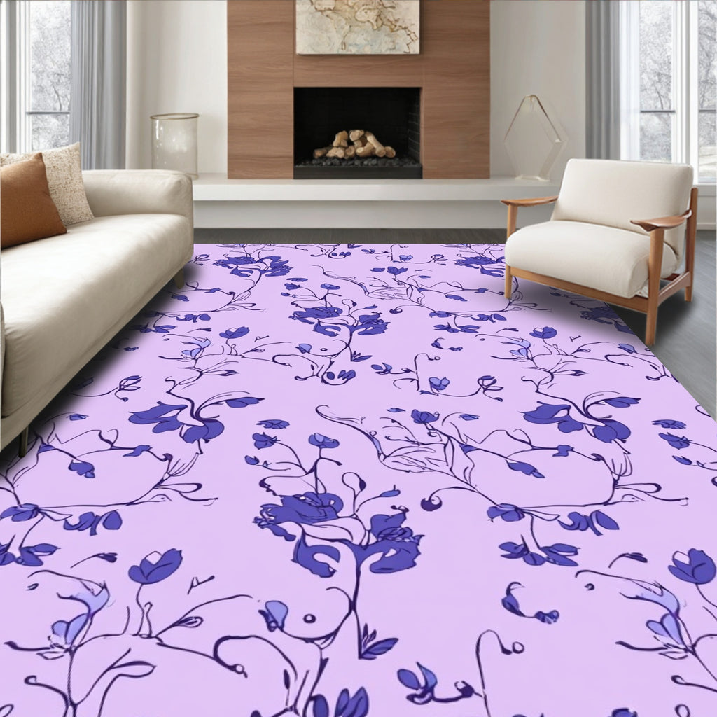 Delicate Floral Vines Pattern Rug