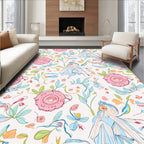 Whimsical Floral Illustration Pattern Rug