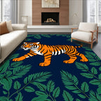 Bold Tiger Tropical Foliage Design Rug