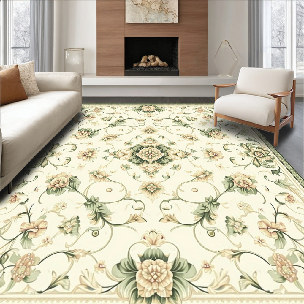 Vintage Floral Leaf Pattern Rug