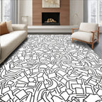 Abstract Scattered Square Line Art Rug