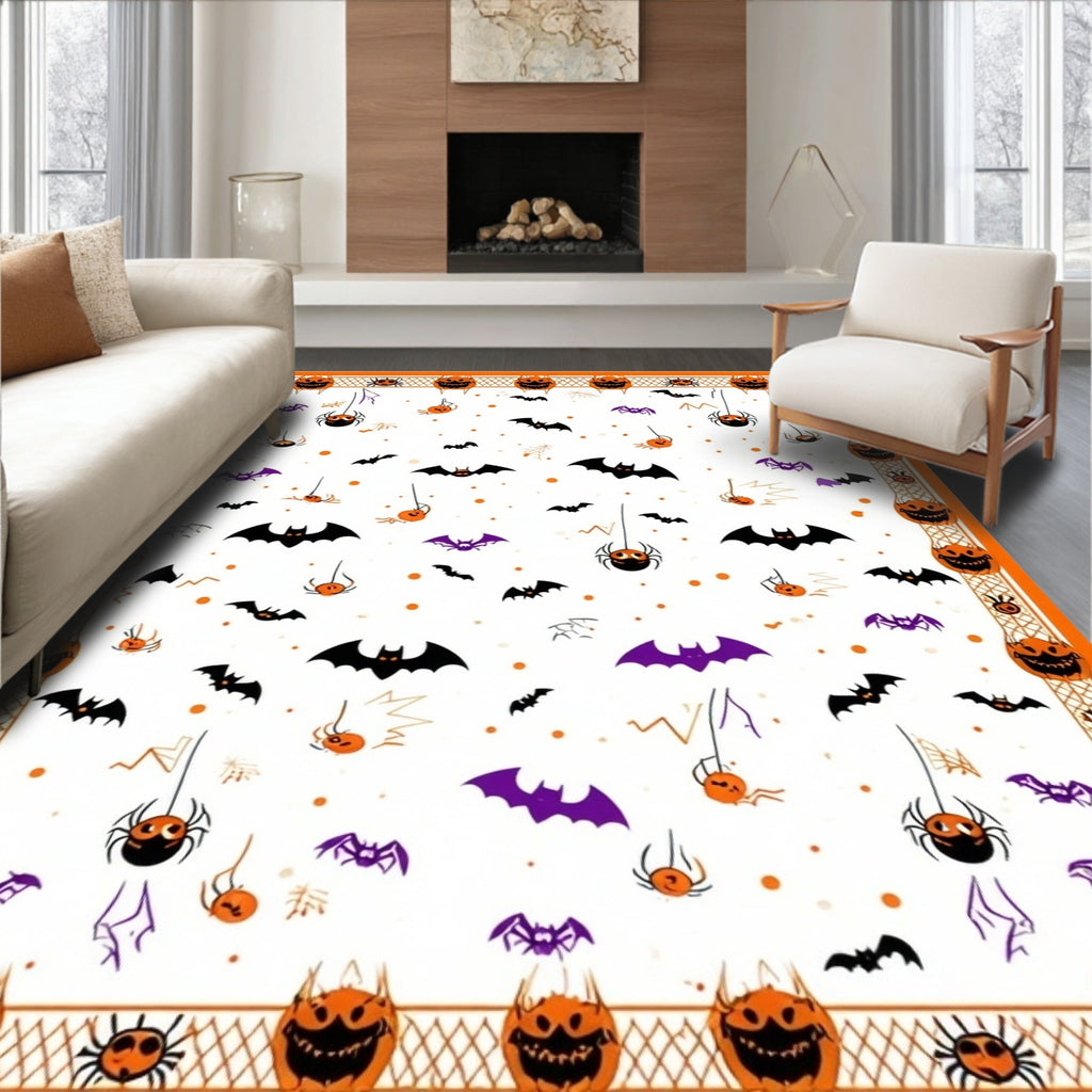 Spooky Halloween Bats Spiders Design Rug