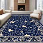 Whimsical Cat Floral Border Accent Rug