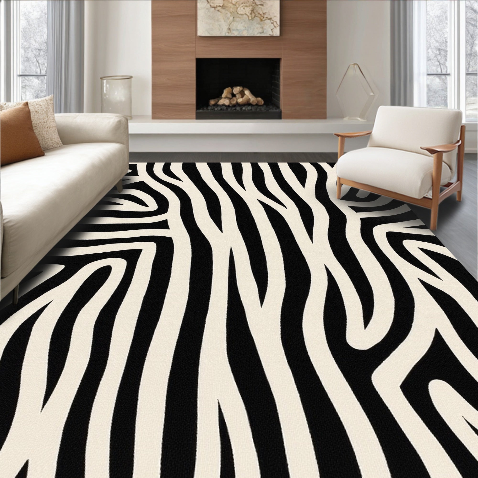 Bold Black and White Stripes Rug