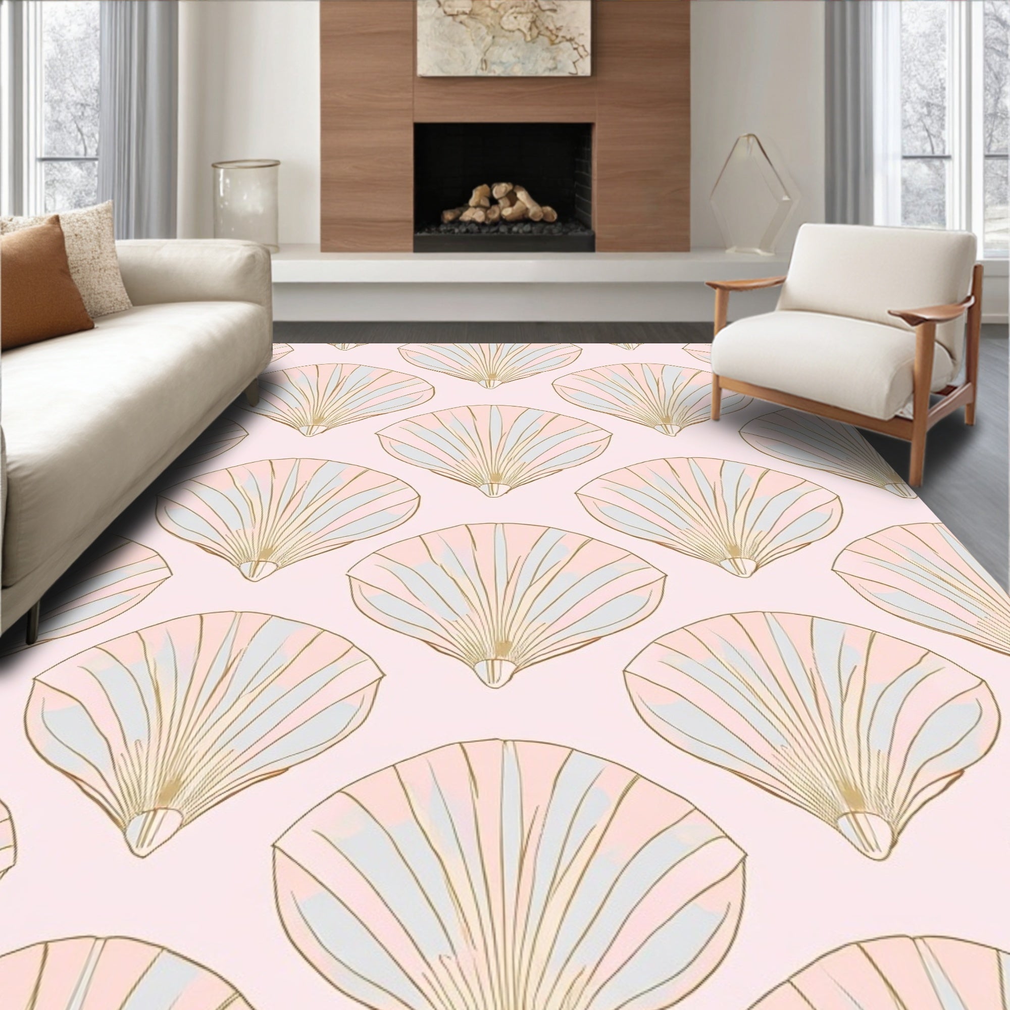 Shell Pattern In Pastel Tones Rug