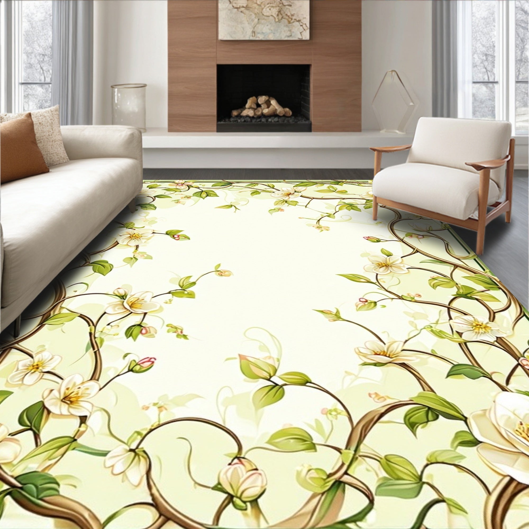 Floral Vine Delicate Pattern Rug