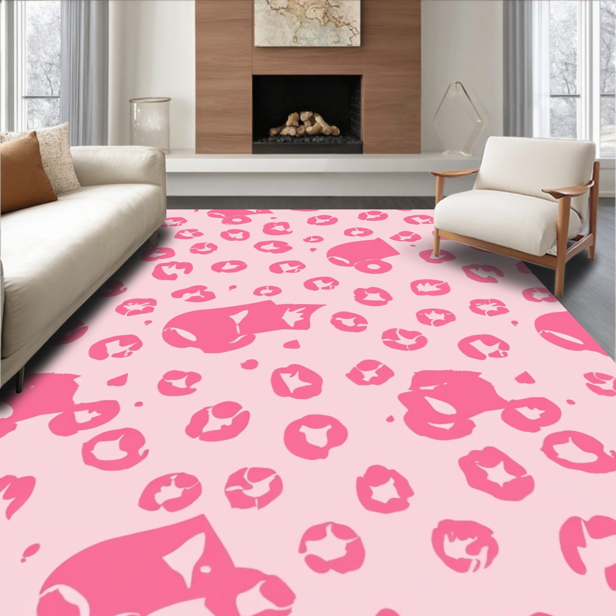Hot Pink Leopard Spots Rug