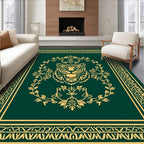 Bold Tiger Floral Emblem Design Rug