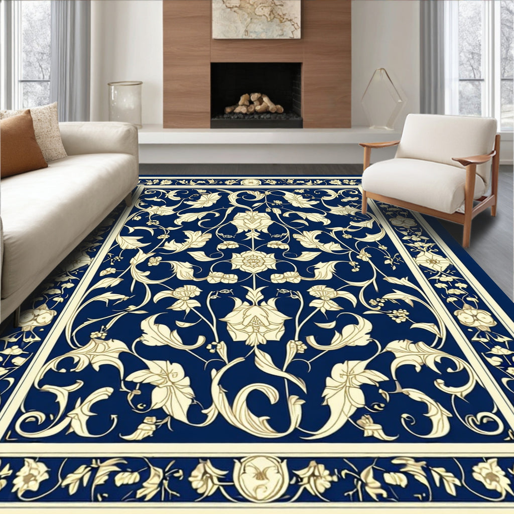 Ornate Floral Vine Pattern Rug