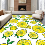 Bright Yellow Citrus Slice Pattern Rug