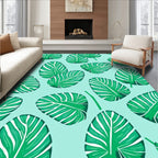 Tropical Leaf Pattern Green Rug