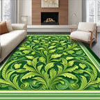 Lush Green Floral Acanthus Pattern Rug